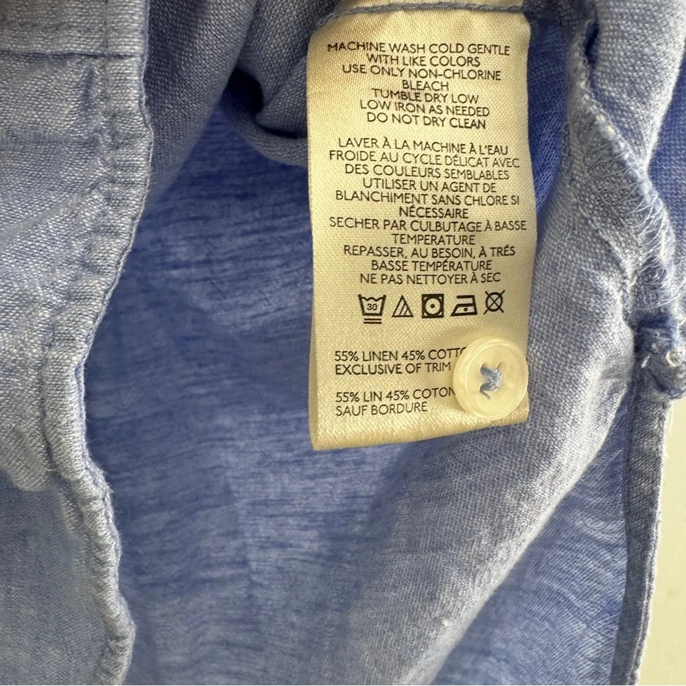 Anthropologie The Bennet Buttondown Shirt by Maeve Linen Blue MP - Picture 6 of 7